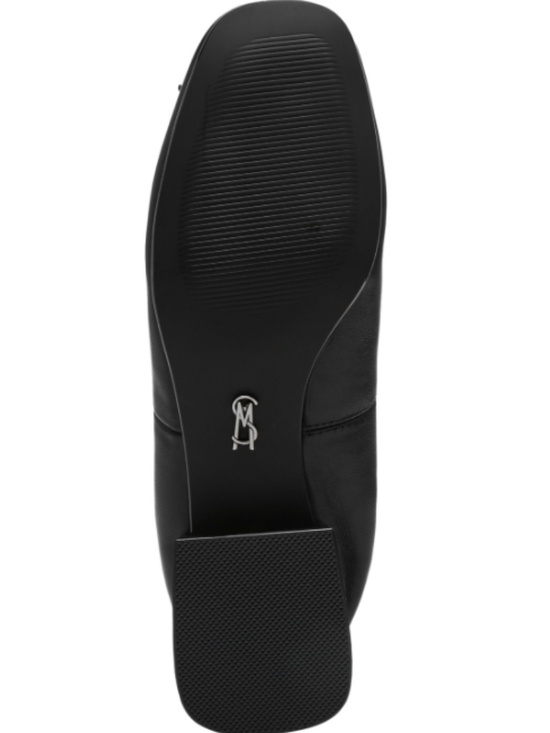 Steve Madden Women's Priscilla Block-Heel Bow Flats - Black Leather - Picture 4 of 5